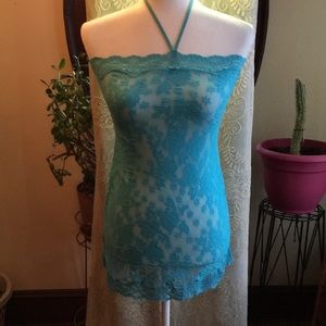 Teal Strapless Stretch Lace Nightie
